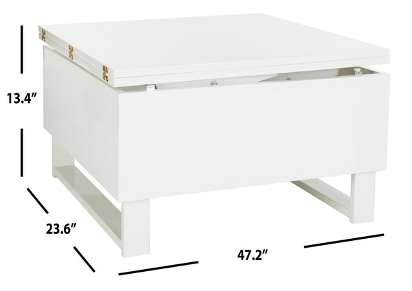 Safavieh Vanna Lift-Top Coffee Table: Stylish White Design For Living Spaces, Dining, And Work, 27.6" Square FOX2233A