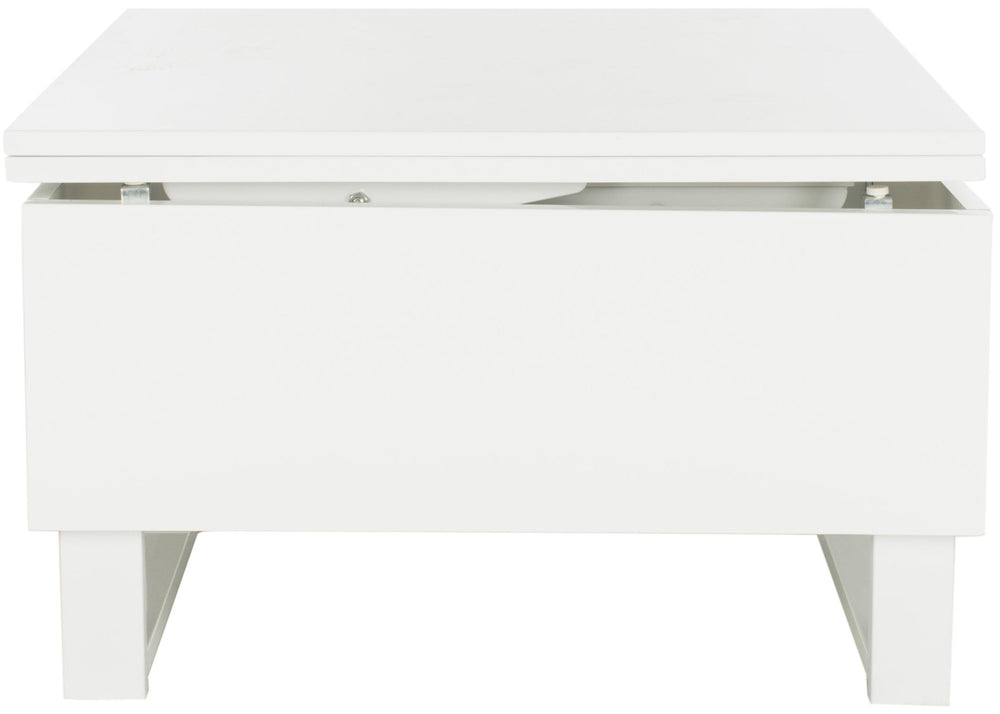 Safavieh Vanna Lift-Top Coffee Table: Stylish White Design For Living Spaces, Dining, And Work, 27.6" Square FOX2233A