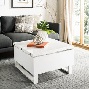 Safavieh Vanna Lift-Top Coffee Table: Stylish White Design For Living Spaces, Dining, And Work, 27.6" Square FOX2233A