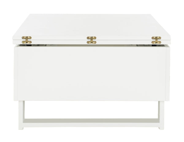 Safavieh Vanna Lift-Top Coffee Table: Stylish White Design For Living Spaces, Dining, And Work, 27.6" Square FOX2233A
