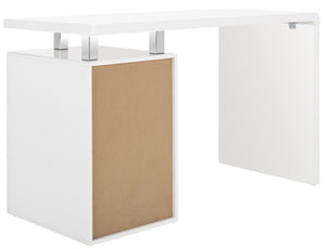 Safavieh Orrin Modern 3-Drawer Desk With Glossy White Finish And Chrome Accents For Stylish Home Office Use FOX2235A