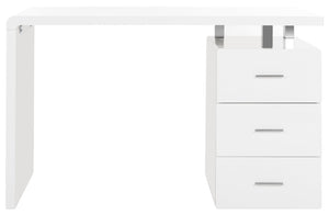 Safavieh Orrin Modern 3-Drawer Desk With Glossy White Finish And Chrome Accents For Stylish Home Office Use FOX2235A