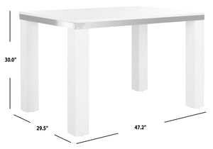 Safavieh Enos Sleek White Lacquer Desk - Modern Scandinavian Design With Chrome Accents For Stylish Workspaces FOX2236A