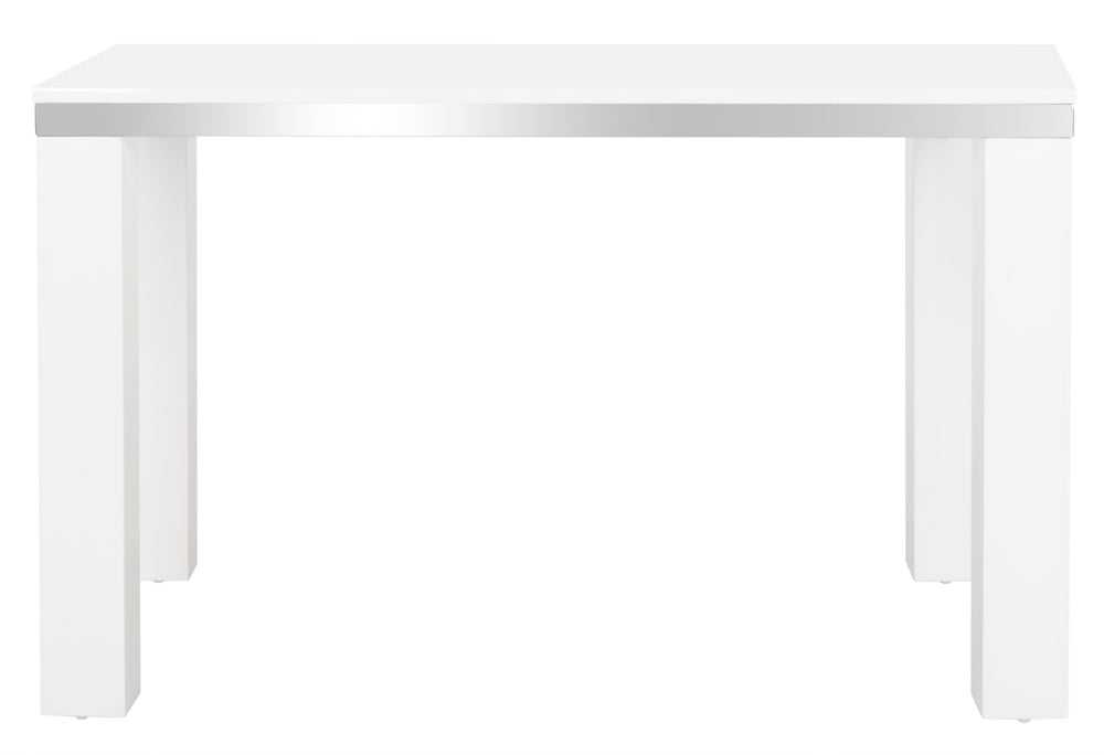 Safavieh Enos Sleek White Lacquer Desk - Modern Scandinavian Design With Chrome Accents For Stylish Workspaces FOX2236A