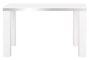 Safavieh Enos Sleek White Lacquer Desk - Modern Scandinavian Design With Chrome Accents For Stylish Workspaces FOX2236A