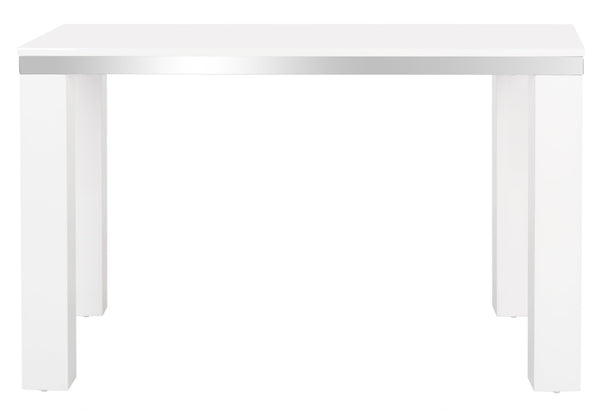 Safavieh Enos Sleek White Lacquer Desk - Modern Scandinavian Design With Chrome Accents For Stylish Workspaces FOX2236A