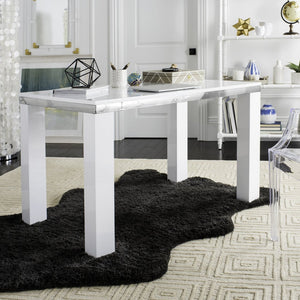 Safavieh Enos Sleek White Lacquer Desk - Modern Scandinavian Design With Chrome Accents For Stylish Workspaces FOX2236A