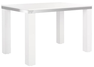Safavieh Enos Sleek White Lacquer Desk - Modern Scandinavian Design With Chrome Accents For Stylish Workspaces FOX2236A