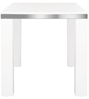 Safavieh Enos Sleek White Lacquer Desk - Modern Scandinavian Design With Chrome Accents For Stylish Workspaces FOX2236A