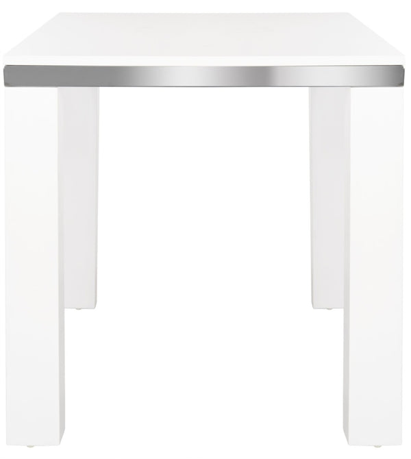 Safavieh Enos Sleek White Lacquer Desk - Modern Scandinavian Design With Chrome Accents For Stylish Workspaces FOX2236A