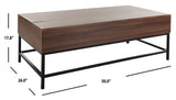 Safavieh Gina Contemporary Lift Top Coffee Table Dark Oak/Black FOX2239A