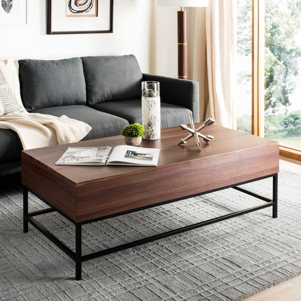 Safavieh Gina Contemporary Lift Top Coffee Table Dark Oak/Black FOX2239A