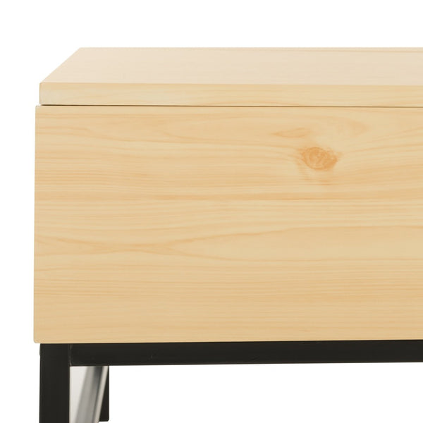 Safavieh Gina Modern Lift-Top Coffee Table With Practical Storage And Sleek Metal Legs For Versatile Living Spaces Light Oak/Black FOX2239B
