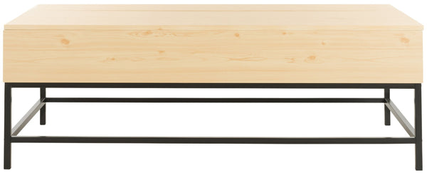 Safavieh Gina Modern Lift-Top Coffee Table With Practical Storage And Sleek Metal Legs For Versatile Living Spaces Light Oak/Black FOX2239B