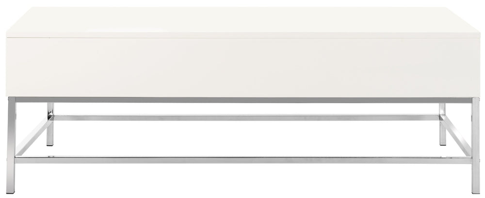 Safavieh Carolina Lift-Top Coffee Table – Sleek White Lacquer Design With Hidden Storage & Chrome Accents FOX2241A