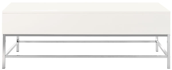 Safavieh Carolina Lift-Top Coffee Table – Sleek White Lacquer Design With Hidden Storage & Chrome Accents FOX2241A