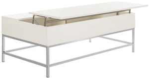 Safavieh Carolina Lift-Top Coffee Table – Sleek White Lacquer Design With Hidden Storage & Chrome Accents FOX2241A