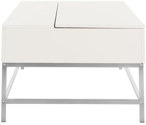 Safavieh Carolina Lift-Top Coffee Table – Sleek White Lacquer Design With Hidden Storage & Chrome Accents FOX2241A