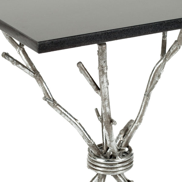 Safavieh Alexa Marble Top Accent Table With Silver Branch Legs - Chic, Modern Design For Stylish Spaces FOX2501B