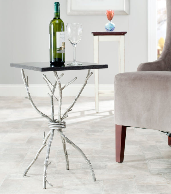 Safavieh Alexa Marble Top Accent Table With Silver Branch Legs - Chic, Modern Design For Stylish Spaces FOX2501B