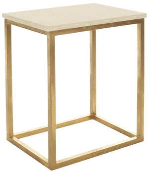 Safavieh Tad Faux Marble Accent Table With Gold Legs - Modern Cube Design For Every Living Space Elegance FOX2503A
