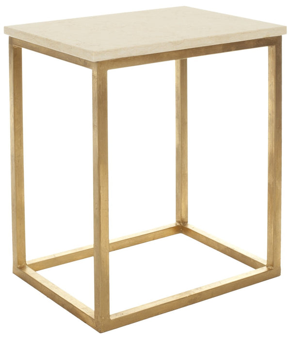 Safavieh Tad Faux Marble Accent Table With Gold Legs - Modern Cube Design For Every Living Space Elegance FOX2503A