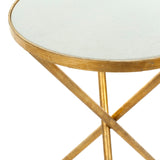 Safavieh Marcie Gold Foil Round Top Accent Table Gold/White Granite FOX2504A