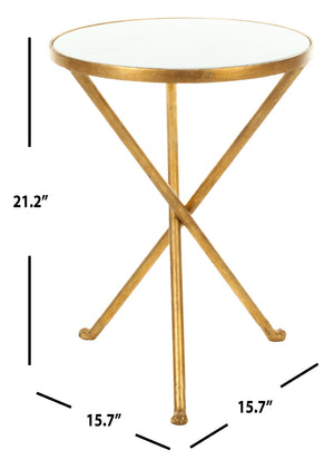 Safavieh Marcie Gold Foil Round Top Accent Table Gold/White Granite FOX2504A