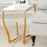 Safavieh Rex Glass Top Gold Foil Accent Table Gold/White Granite FOX2505A