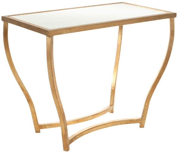 Safavieh Rex Glass Top Gold Foil Accent Table Gold/White Granite FOX2505A