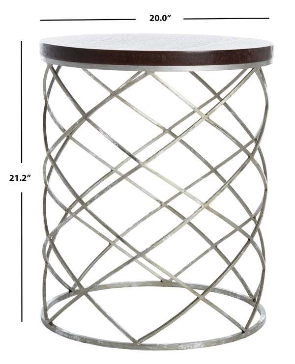 Safavieh Phoebe Elegant Silver Ribbon Accent Table With Dark Cherry Wood Top - Stylish & Versatile Decor Piece FOX2506A