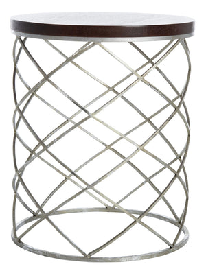Safavieh Phoebe Elegant Silver Ribbon Accent Table With Dark Cherry Wood Top - Stylish & Versatile Decor Piece FOX2506A