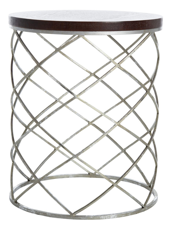 Safavieh Phoebe Elegant Silver Ribbon Accent Table With Dark Cherry Wood Top - Stylish & Versatile Decor Piece FOX2506A