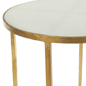 Safavieh Tracey Gold Foil Round Accent Table - Elegant White Granite Top, Perfect For Modern & Classic Spaces FOX2507A