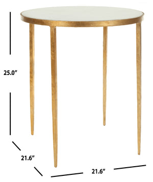 Safavieh Tracey Gold Foil Round Accent Table - Elegant White Granite Top, Perfect For Modern & Classic Spaces FOX2507A