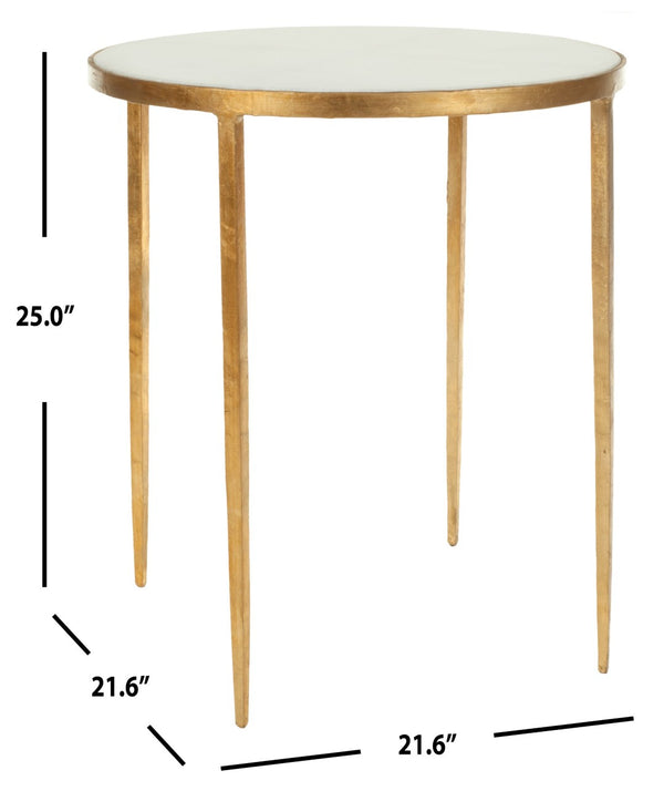 Safavieh Tracey Gold Foil Round Accent Table - Elegant White Granite Top, Perfect For Modern & Classic Spaces FOX2507A