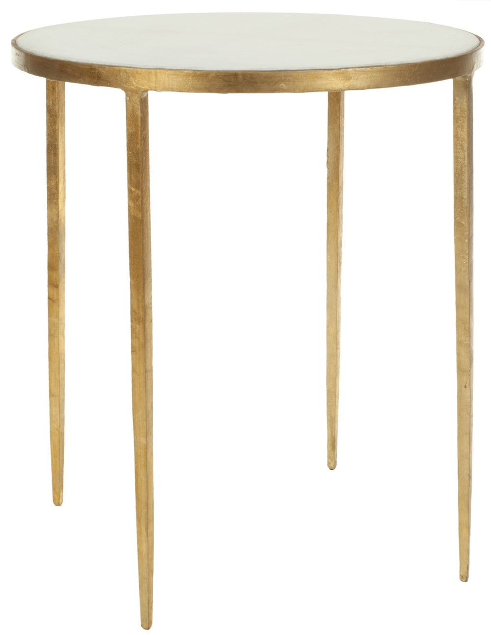 Safavieh Tracey Gold Foil Round Accent Table - Elegant White Granite Top, Perfect For Modern & Classic Spaces FOX2507A