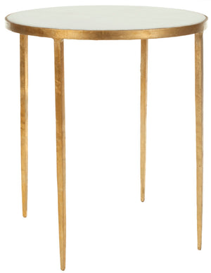 Safavieh Tracey Gold Foil Round Top Accent Table Gold/White Granite FOX2507A