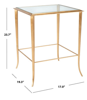 Safavieh Tory Gold Foil Glass Top Accent Table Gold/Clear Glass FOX2508A