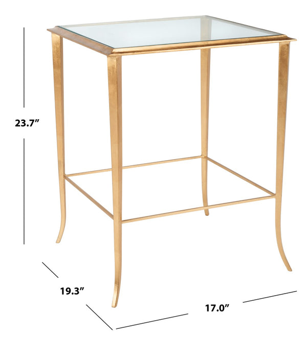 Safavieh Tory Gold Foil Glass Top Accent Table Gold/Clear Glass FOX2508A
