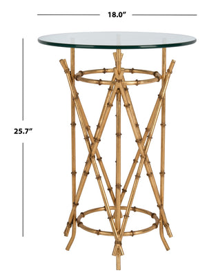 Safavieh Maria Gold Bamboo Glass Top Accent Table – Tropical Glamour For Modern & Traditional Decor Styles FOX2509A
