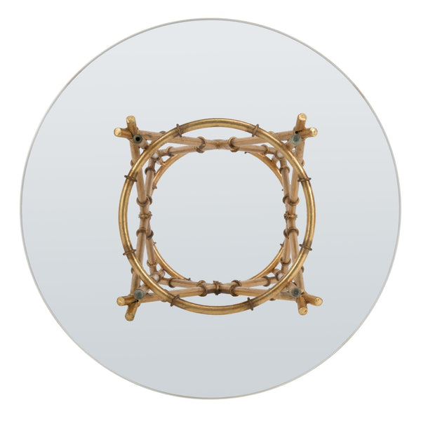 Safavieh Maria Gold Bamboo Glass Top Accent Table – Tropical Glamour For Modern & Traditional Decor Styles FOX2509A