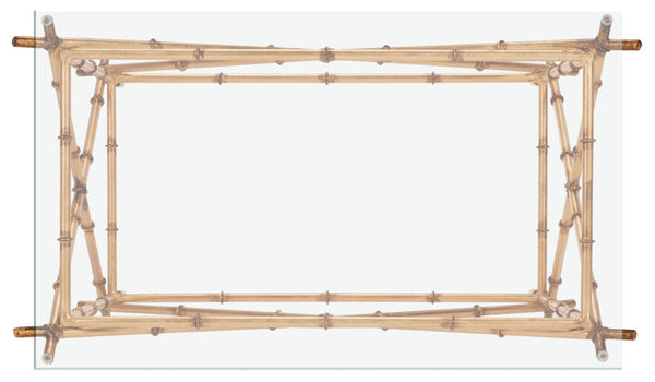 Safavieh Mark Crisscrossed Gold Accent Table – Chic Bamboo-Inspired Design With Clear Glass Top For Modern Spaces FOX2511A