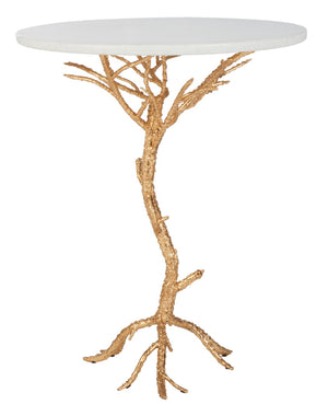 Safavieh Carolyn Rooted Gold Accent Table - Nature-Inspired Design With White Granite Top For Elegant Spaces FOX2512A