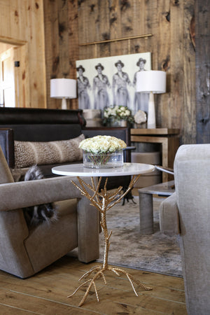 Safavieh Carolyn Rooted Gold Accent Table - Nature-Inspired Design With White Granite Top For Elegant Spaces FOX2512A