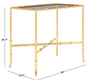 Safavieh Chandler Gold Cross Base Accent Table – Elegant Bamboo-Inspired Design With Glass Top For Small Spaces FOX2513A