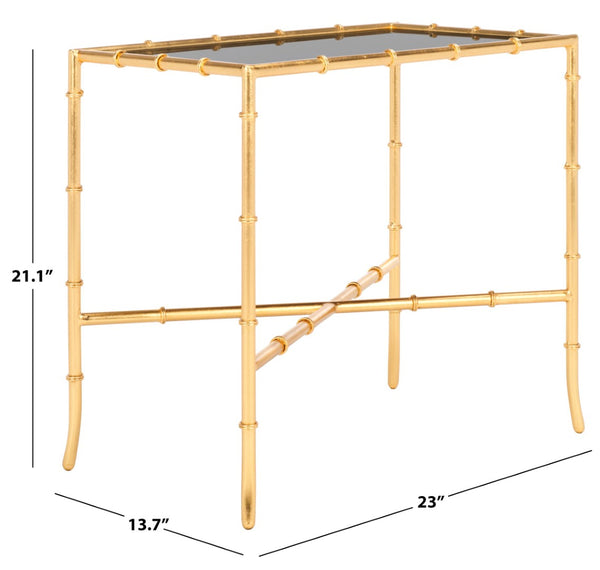 Safavieh Chandler Gold Cross Base Accent Table – Elegant Bamboo-Inspired Design With Glass Top For Small Spaces FOX2513A