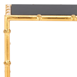 Safavieh Chandler Gold Cross Base Accent Table: Elegant Granite Top & Bamboo-Inspired Design For Any Decor FOX2513B