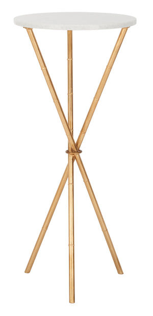 Safavieh Roger Gold Base Round Top Accent Table Gold/White Granite FOX2515A