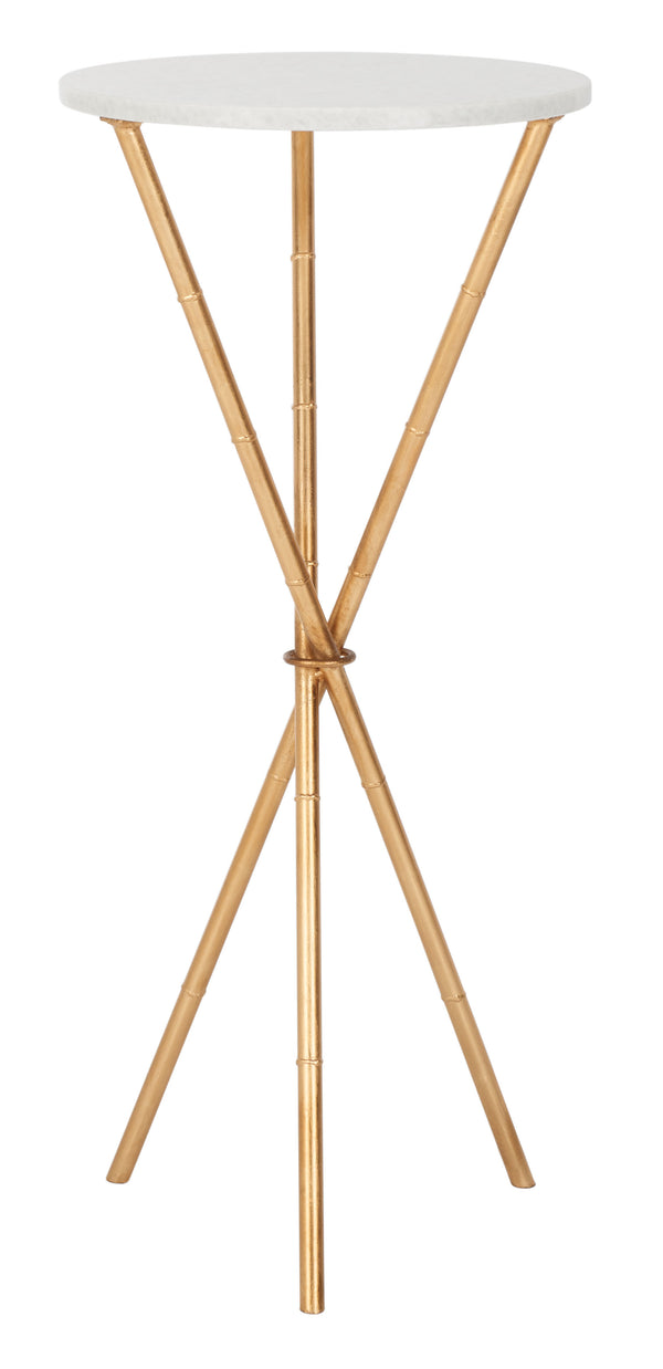 Safavieh Roger Gold Base Round Top Accent Table Gold/White Granite FOX2515A
